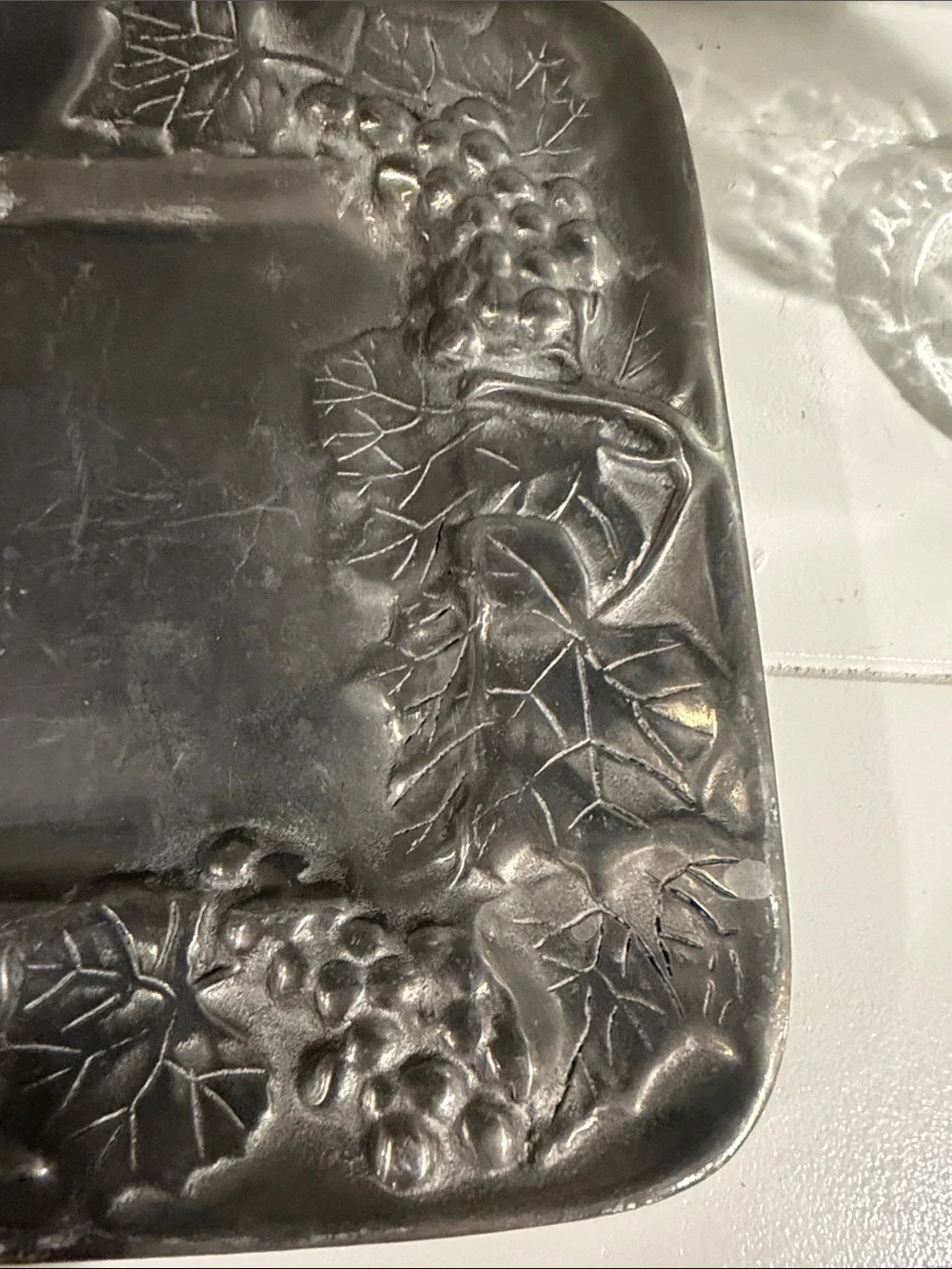 Classic Pewter Decorative Serving Tray - Gray